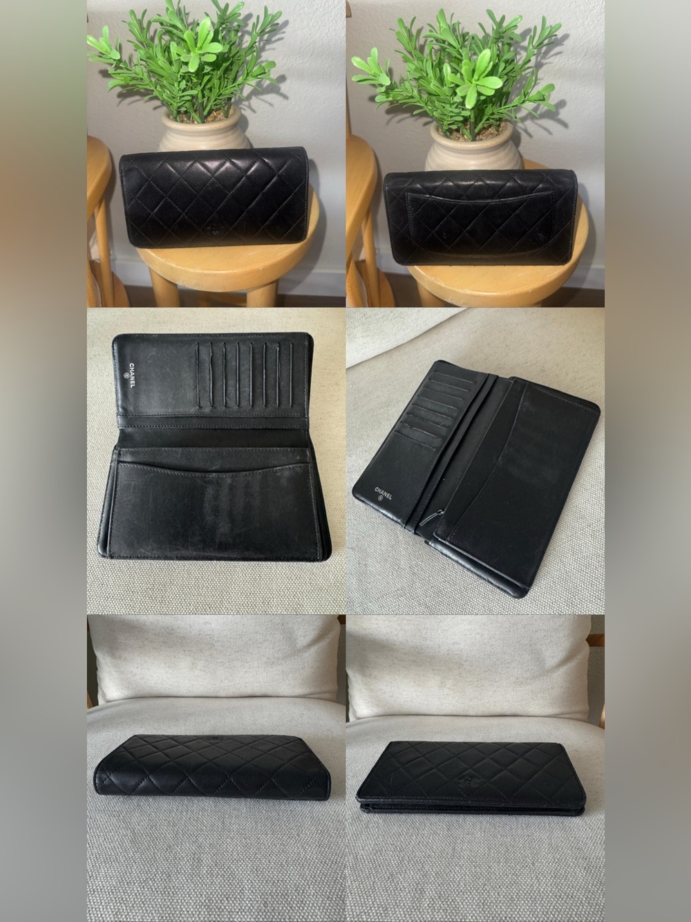 Authentic Chanel Classic Quilted Lambskin Bifold Flap Yen Black Wallet-FLAWED - Picture 16 of 17
